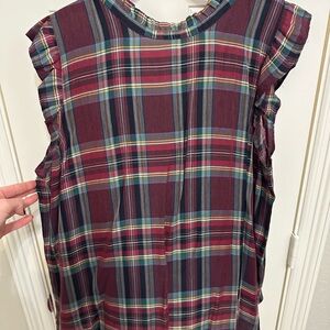 Plaid Sleeveless Top - Burgundy